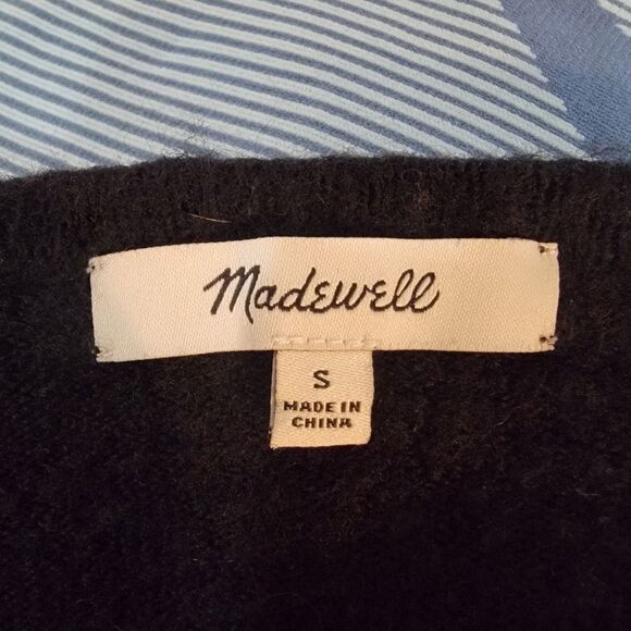 Madewell black wool blend open front cardigan sweater size Small - Picture 5 of 6